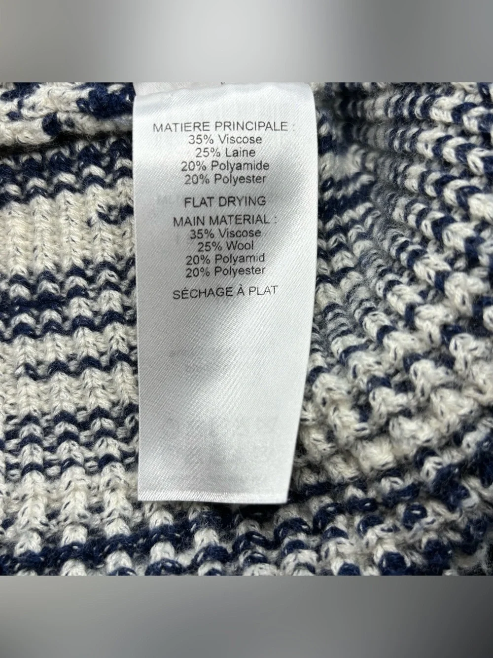 See by Chloé Button Shoulder Knit Sweater Navy Cream Space Dye Medium